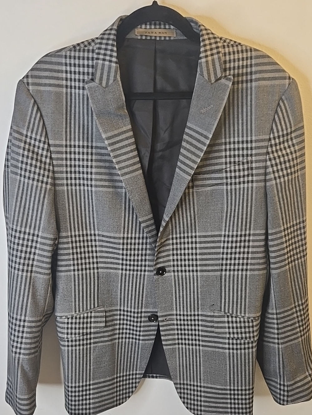 Zara Gray Plaid Men's Blazer